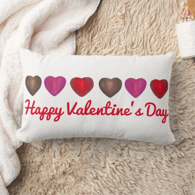 Cojín Lumbar Felices corazones de dulces de chocolate de San Va (Manta)