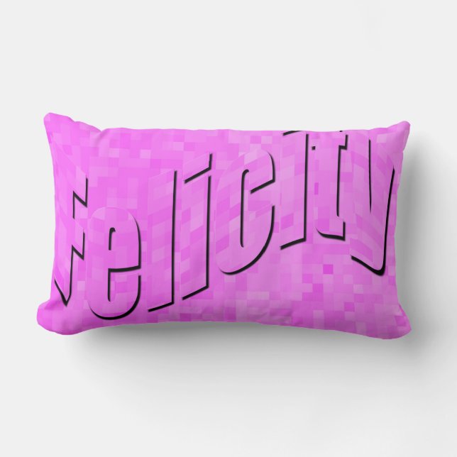 Cojín Lumbar Felicidad, Nombre De Chicas, Logo En Rosa, (Anverso)