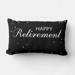 Cojín Lumbar Felicitaciones por retiro negro con chispa de plat