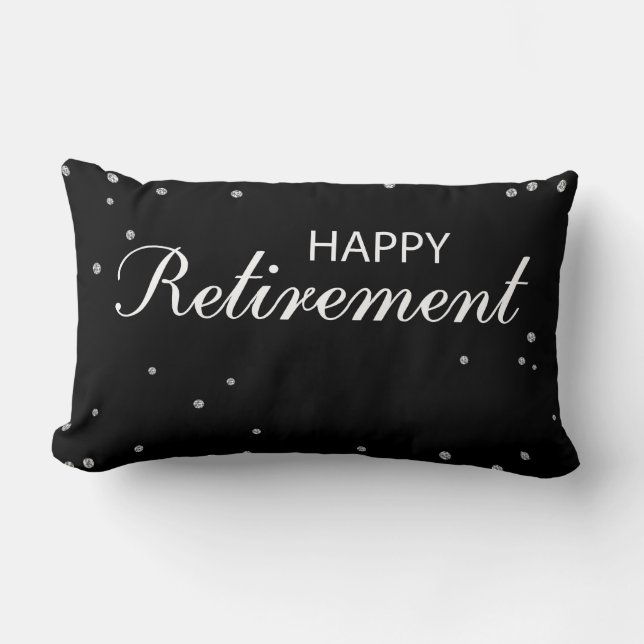 Cojín Lumbar Felicitaciones por retiro negro con chispa de plat (Anverso)