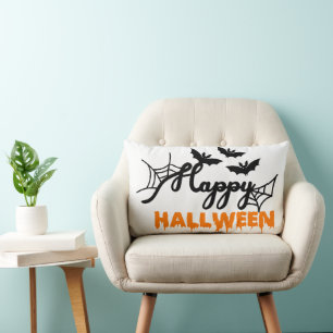 Cojín Lumbar Feliz Bruja de Halloween con su Naranja de cuarto 