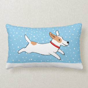 Cojín Lumbar Feliz Cachorro de Navidad de Invierno de Jack Russ