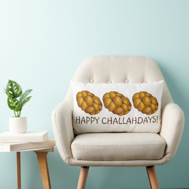 Cojín Lumbar Feliz Challahdays Challah Bread Hanukkah Holiday (Silla)