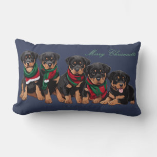 Cojín Lumbar Feliz Chrismutts Familia Perro Fiesta de Navidad