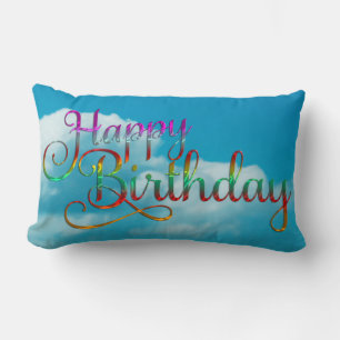 Cojín Lumbar FELIZ CUMPLEAÑOS - diseño de texto + sus propias i