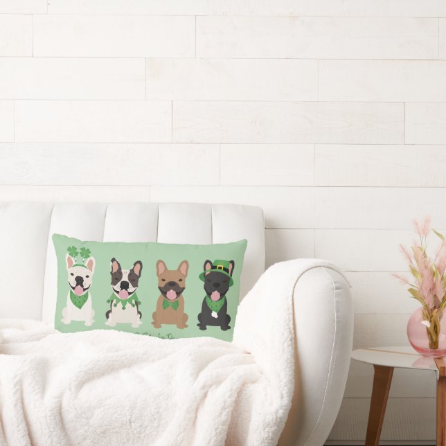 Cojín Lumbar Feliz Día de San Patrón Bulldoges franceses (Sofá)