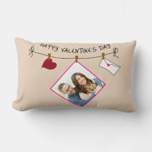 Cojín Lumbar Feliz Día de San Valentín personalizado foto coraz