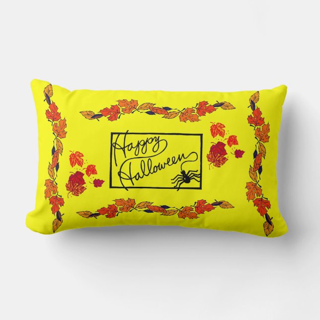 Cojín Lumbar Feliz Halloween y Spider - (Anverso)