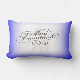 Cojín Lumbar Feliz Hanukkah de 2 tonos de fondo blanco azul