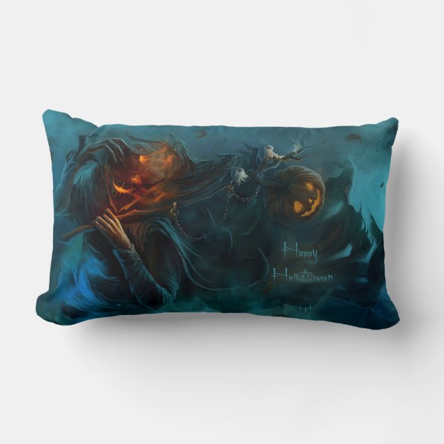 Cojín Lumbar Feliz Jack sin cabeza de Halloween (Anverso)