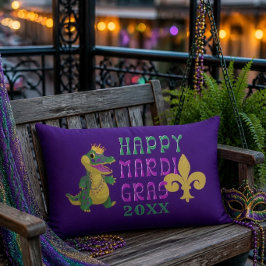 Cojín Lumbar Feliz Mardi Gras Gator King