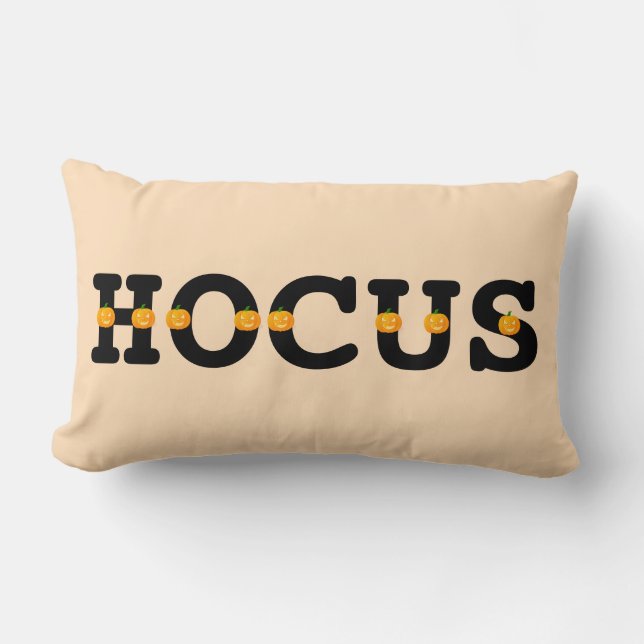 Cojín Lumbar Feliz Naranja de Halloween (Anverso)