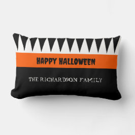 Cojín Lumbar Feliz Naranja de Halloween negro personalizado