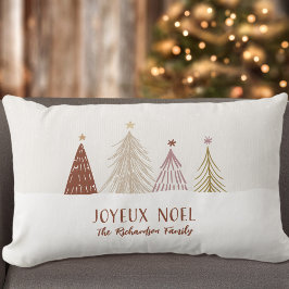 Cojín Lumbar Feliz Navidad Bosque Nevado Fiesta Personalizada