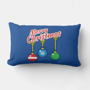 Cojín Lumbar Feliz Navidad con bolas colgadas