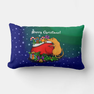 Cojín Lumbar Feliz Navidad con el príncipe rata