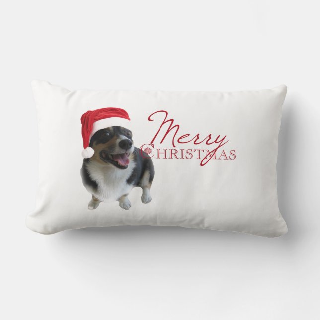 Cojín Lumbar Feliz Navidad Corgi (Anverso)