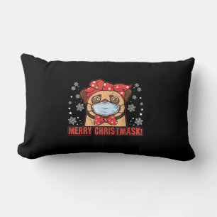 Cojín Lumbar Feliz Navidad Cute Pug Perro Raza Furry