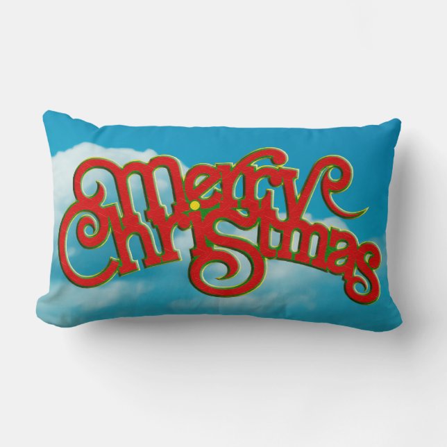 Cojín Lumbar Feliz Navidad - diseño de texto + tu espalda. e id (Anverso)