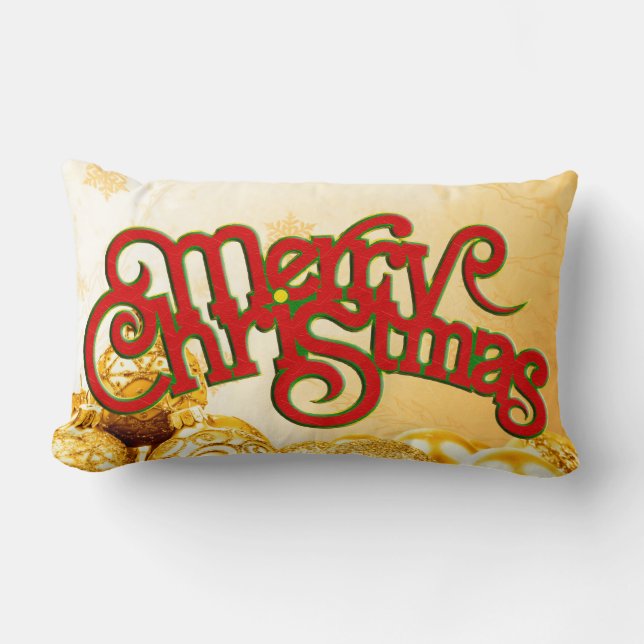 Cojín Lumbar Feliz Navidad - diseño de texto + tu espalda. e id (Anverso)