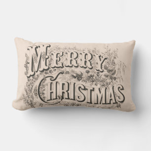 Cojín Lumbar Feliz Navidad, impresión vintage de Currier & Ives