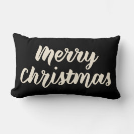 Cojín Lumbar Feliz Navidad moderna Rustic Simple Script Negro
