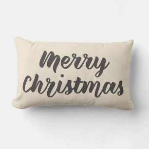 Cojín Lumbar Feliz Navidad Moderno Rustic Simple Script Brown