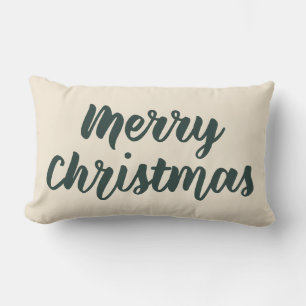 Cojín Lumbar Feliz Navidad Moderno Rustic Simple Script Verde