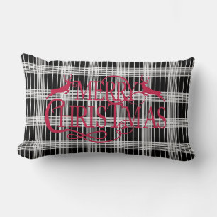 Cojín Lumbar Feliz Navidad Negro Placa Lumber Pillow