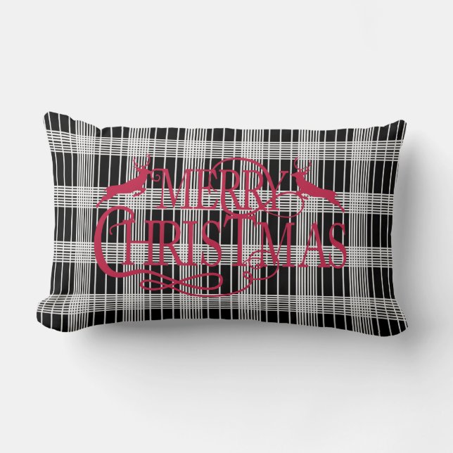 Cojín Lumbar Feliz Navidad Negro Placa Lumber Pillow (Anverso)