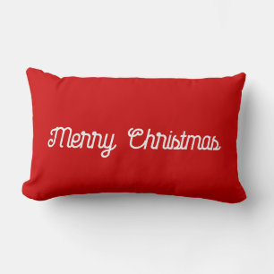 Cojín Lumbar Feliz Navidad Roja o agrega tu texto Minimalista
