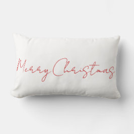 Cojín Lumbar Feliz Navidad Rojo Blanco Minimalista Reversible