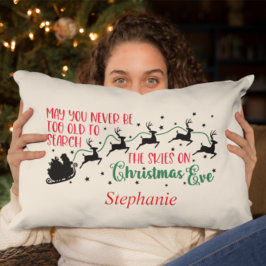 Cojín Lumbar Feliz Papá Noel de Navidad en su silueta de cuero