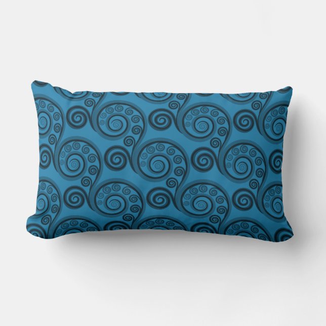 Cojín Lumbar Ferrocarril Azul Étnico Fanco Swirls Pillow Lumbar (Anverso)