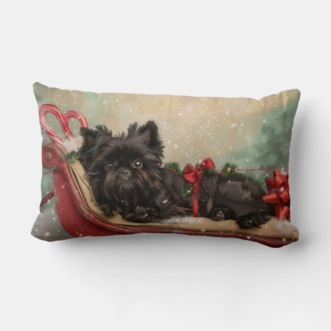 Cojín Lumbar Festividad de los Navidades de Perro Affenpinscher (Reverso )