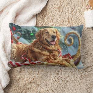 Cojín Lumbar Festividad de los Navidades de perro de Golden Ret
