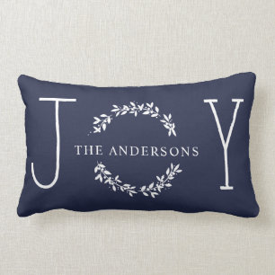 Cojín Lumbar Festividad de Navidades Monogramas Blancos Moderno