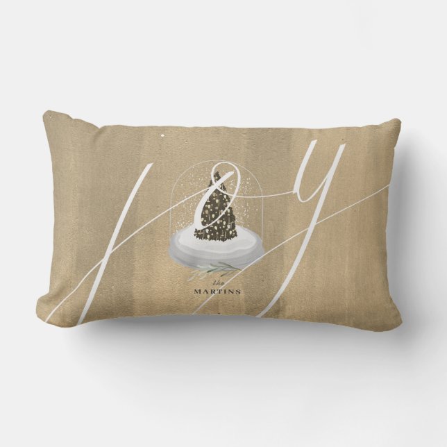 Cojín Lumbar Festividad del guión de la alegría del oro del gló (Anverso)