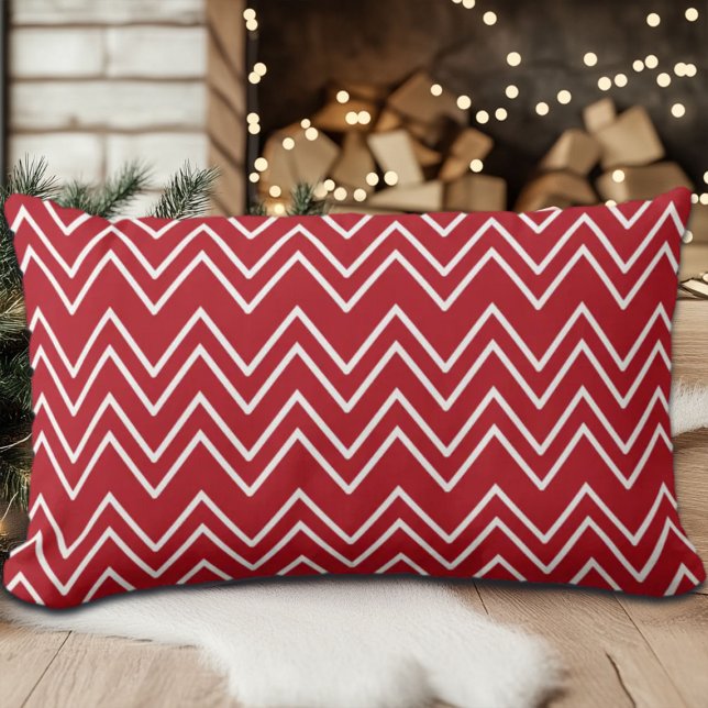 Cojín Lumbar Festividad del invierno rojo blanco (Subido por el creador)