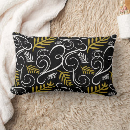 Cojín Lumbar Festividad Foliage Gold Art Deco Moda Vintage