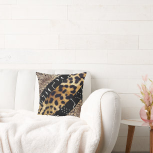 Cojín Lumbar Fierce Harmony • Leopardo Africano y Lumba de Piel