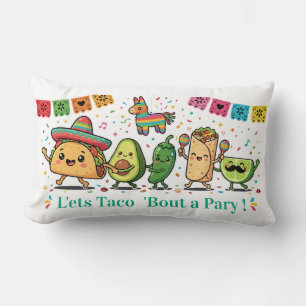 Cojín Lumbar Fiesta de Comida Mexicana Kawaii Adorable - Taco B