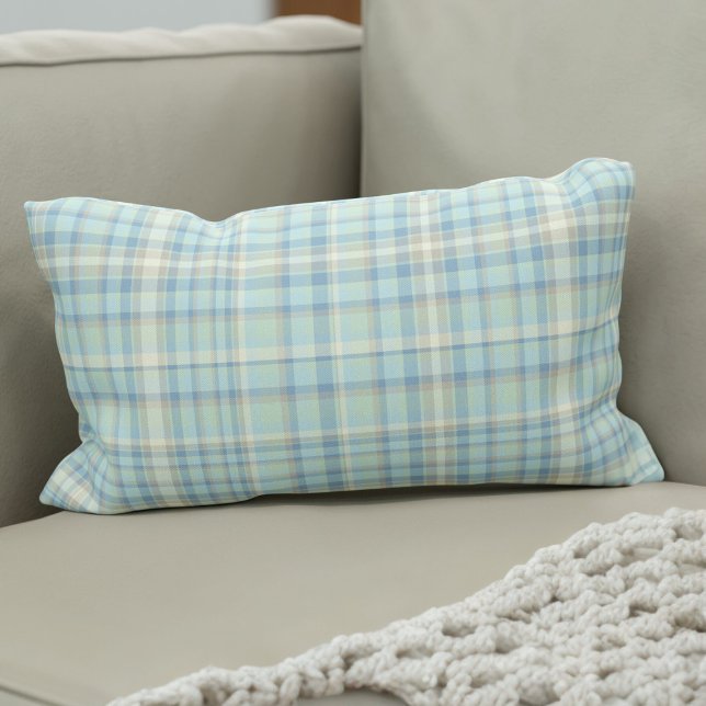 Cojín Lumbar Figaración de Tartán de primavera moderna Figaro P (Fun spring tartan lumbar pillow for your car or home. )