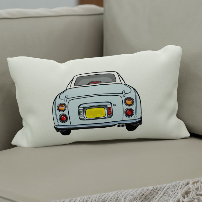 Cojín Lumbar Figaración Pale Aqua Figaro Coche Silueta Jugada (A fun blue figgy lumbar pillow for your car or home. You can easily change the background colour)