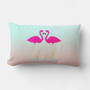 Cojín Lumbar Flamencos rosados adorables enamorados-Personaliza