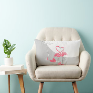 Cojín Lumbar Flamingo Love Large Moon color rosa dorado lumbar