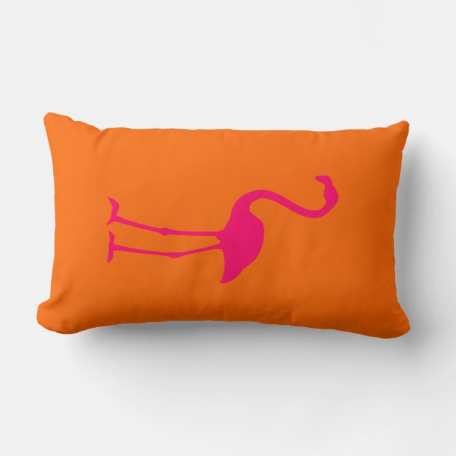 Cojín Lumbar Flamingo rosa brillante en Naranja (Anverso)