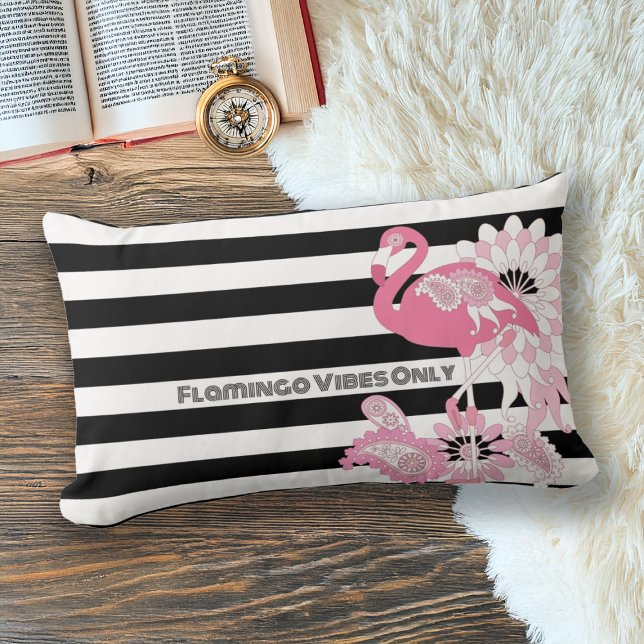 Cojín Lumbar Flamingo Vibes solo Flamingo franja blanca y negra (Subido por el creador)