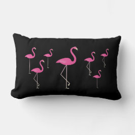 Cojín Lumbar Flamingos en negro
