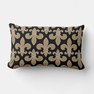 Cojín Lumbar Fleur de Lis Gold con contorno blanco y negro